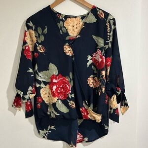 Floral V-Neck Blouse - West Kei
